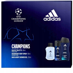 Adidas UEFA Champions League 100ml woda toaletowa + 250ml żel do włosów i ciała + 150ml dezodorant w spray'u [M] ZESTAW